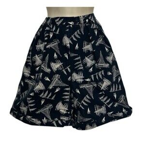 Lauren Ralph Lauren Shorts Womens 8 Navy Blue White Nautical Sail Boats Vintage